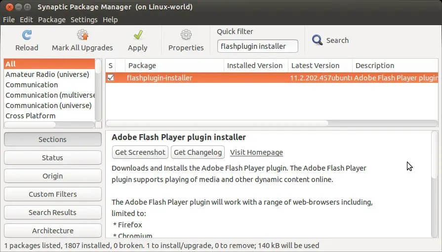 flashplugin-ubuntu15-synaptic