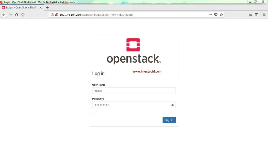 Login-OpenStack-Dashboard-DevStack-CentOS7