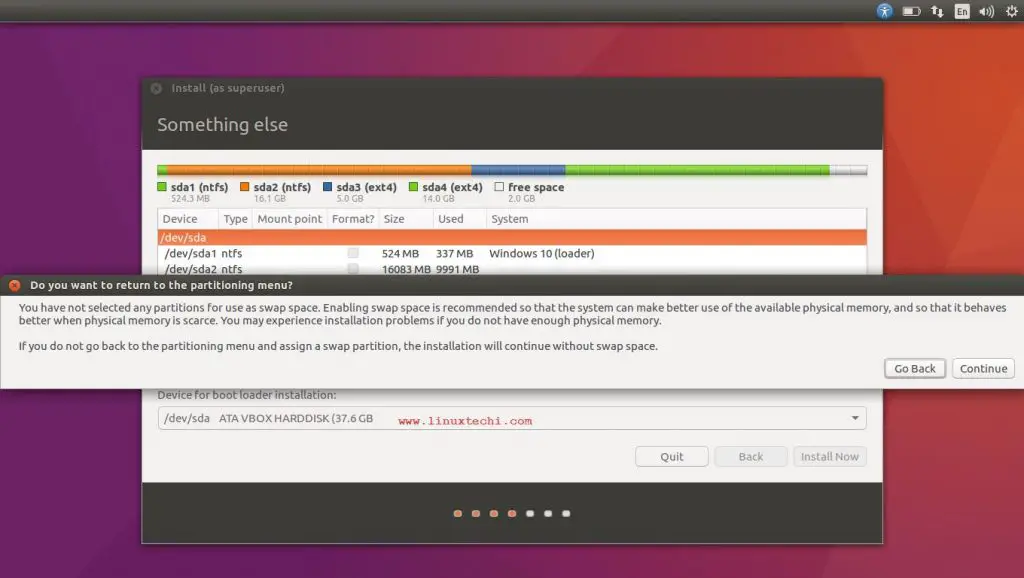 Swap-Space-partition-warning-ubuntu-installation