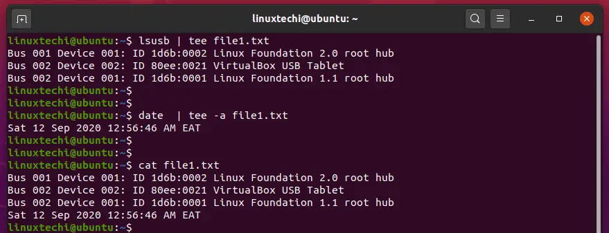 Append-output-tee-command-linux