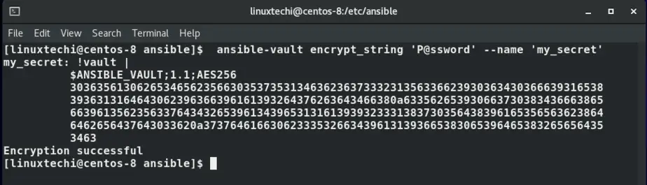 Encrypt-variable-ansible-command
