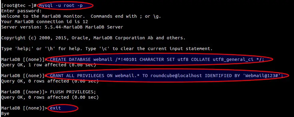 create-database-roundcube