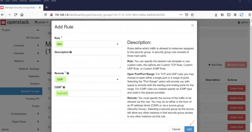 Manage-Security-Group Rules-ssh-OpenStack