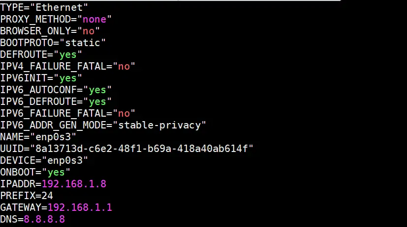 network-file-ifcfg-enp0s3-centos8